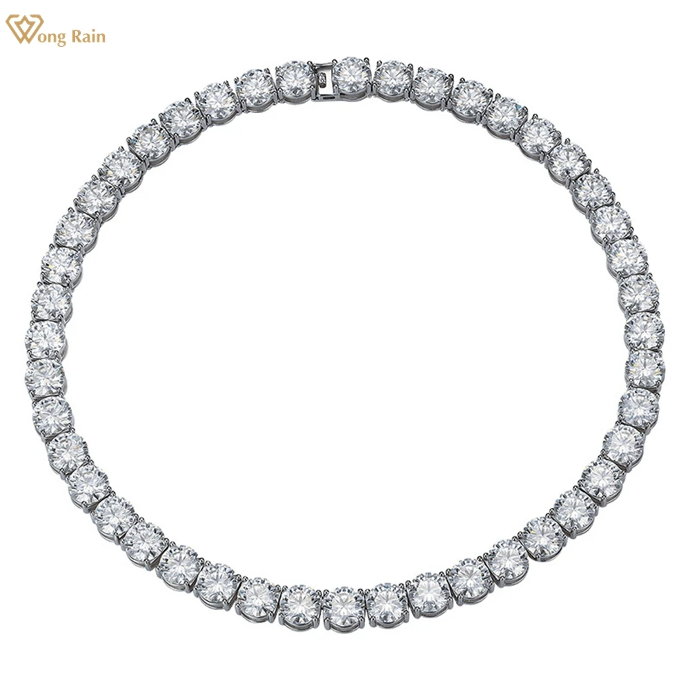 D Color VVS1 10MM Moissanite Tennis Chain Necklace - 925 Sterling Silver
